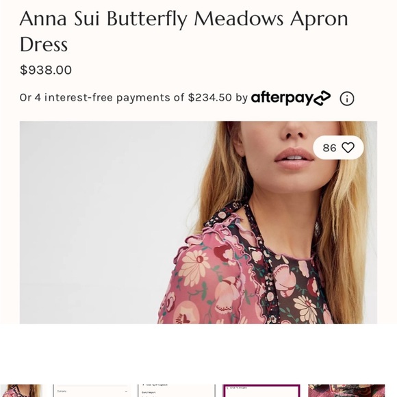 $938 free people anna sui silk butterfly meadows apron maxi dress like new - Picture 5 of 8